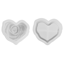 DIY Gipscement Aromatherapie Kaarsbeker met Deksel Liefdesroos Opbergdoos Spiegel Siliconen Mal