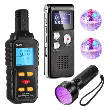 Kit de chasse aux fantômes 7 pièces, 1 enregistreur vocal 8 Go, détecteur de champs électromagnétiques, 4 lampes de poche UV Cat Ball
