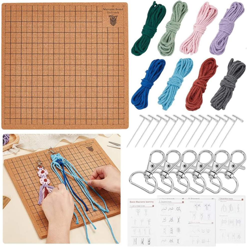 Macramé bord en spelden, vlechten met instructies, sluitingen van katoenen draad, set voor het maken van een armband met koord