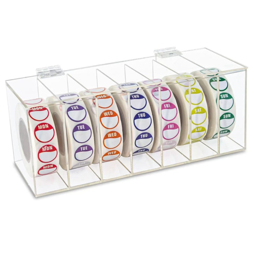 Acryl dag van de week bedekte etikettendispenser 7-slots muurstickerrol () 1