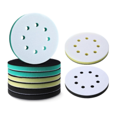 9 Stück Schaumstoff-Schleifpads, 5 Zoll, 8 Löcher, Exzenterschleifer-Pad-Schnittstelle, Haken und Schleife, weiches, mittelhartes Kissen