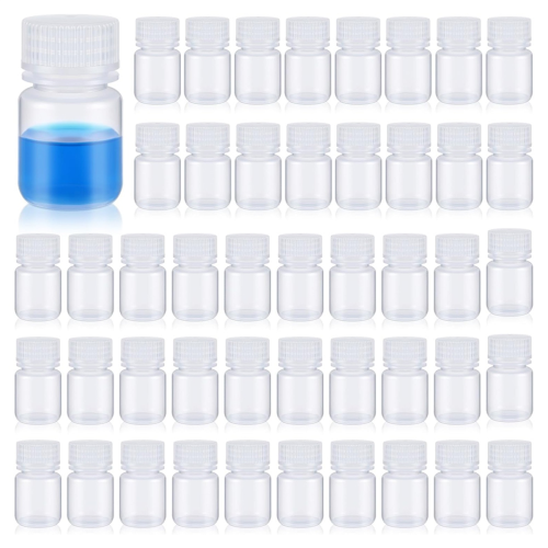 48pcs 1 Oz Pill Bottle Sample Polypropylene Wide Mouth Reagent Plastic PP Container with Cap