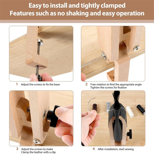 Leather Sewing , Solid Table Desktop Horse Clamp,Versatile Stitching Wood Clip with Handle for DIY Craft 2
