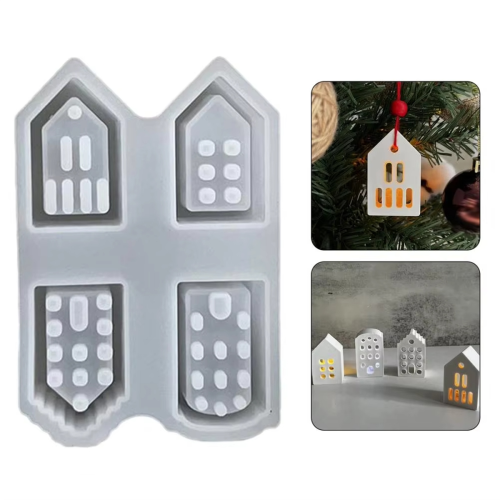 Silicone House Mold Holiday Celebration Molds for Candle Making Plaster Casting 2