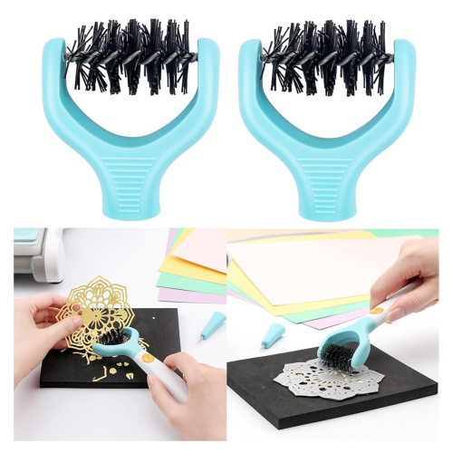 2pcs Blue Replacement Brush Tips for Die Cleaning Tool - Easily Clean Tiny Paper Bits From Etched Dies 2