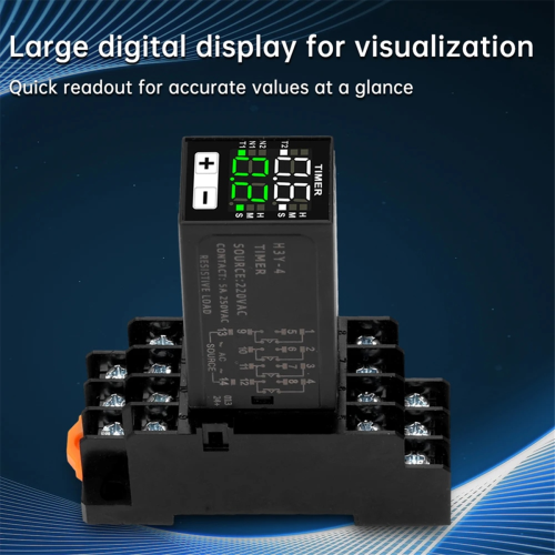 H3Y-4 AC220V Liquid Crystal Time Relay Dual with Base Small Digital Display Cycle Control Delayer 2