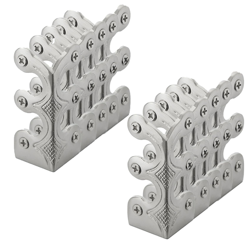 10PC Skiffers Baseboard Corner Protectors,Solid Brass Skirting Board Protectors,Baseboard Protectors Silver