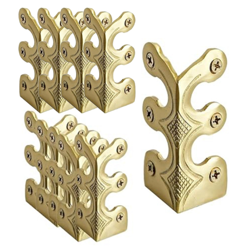 10PC Skiffers Baseboard Corner Protectors,Solid Brass Skirting Board Protectors,Baseboard Protectors Gold 1