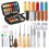56Pcs Leather Stitching Pouch Kit,with 4mm ProngSewing Hole Punch Waxed Thread Working Tools for Beginners DIY Crafting 1