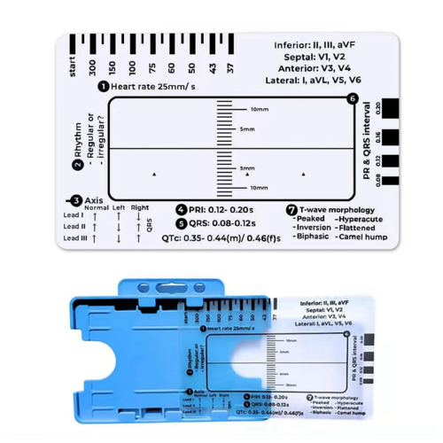ECG 7 Step Ruler,ECG Ruler for ECG/EKG Interpretation, Reference Guide Ruler,EKG Calipers Measuring Tool 2