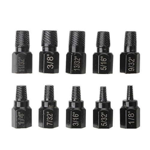 10Pcs Screw Extractor Kit Damaged Remover Set Metal Easy Out Drill Bits Broken Bolt Stud Multi-Spline