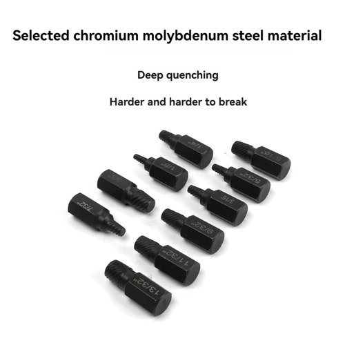 10Pcs Screw Extractor Kit Damaged Remover Set Metal Easy Out Drill Bits Broken Bolt Stud Multi-Spline 2