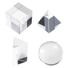 Set van 4 optische kristalfotografieprisma's, inclusief bal, kubus, driehoekig prisma, piramide en lesaccessoire
