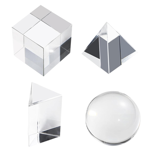 4 Pack Optical Crystal Photography Prism Set, Include Ball,Cube,Triangular Prism,Pyramid,Teaching Accessory