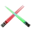 Light Up LightSaber eetstokjesset, 2 paar, roodgroen 1