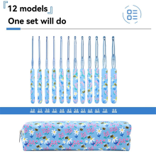 12Pcs Häkeln Haken Kit Nadeln Ergonomische Stricken Croche Set für Weben Nähen DIY Werkzeug