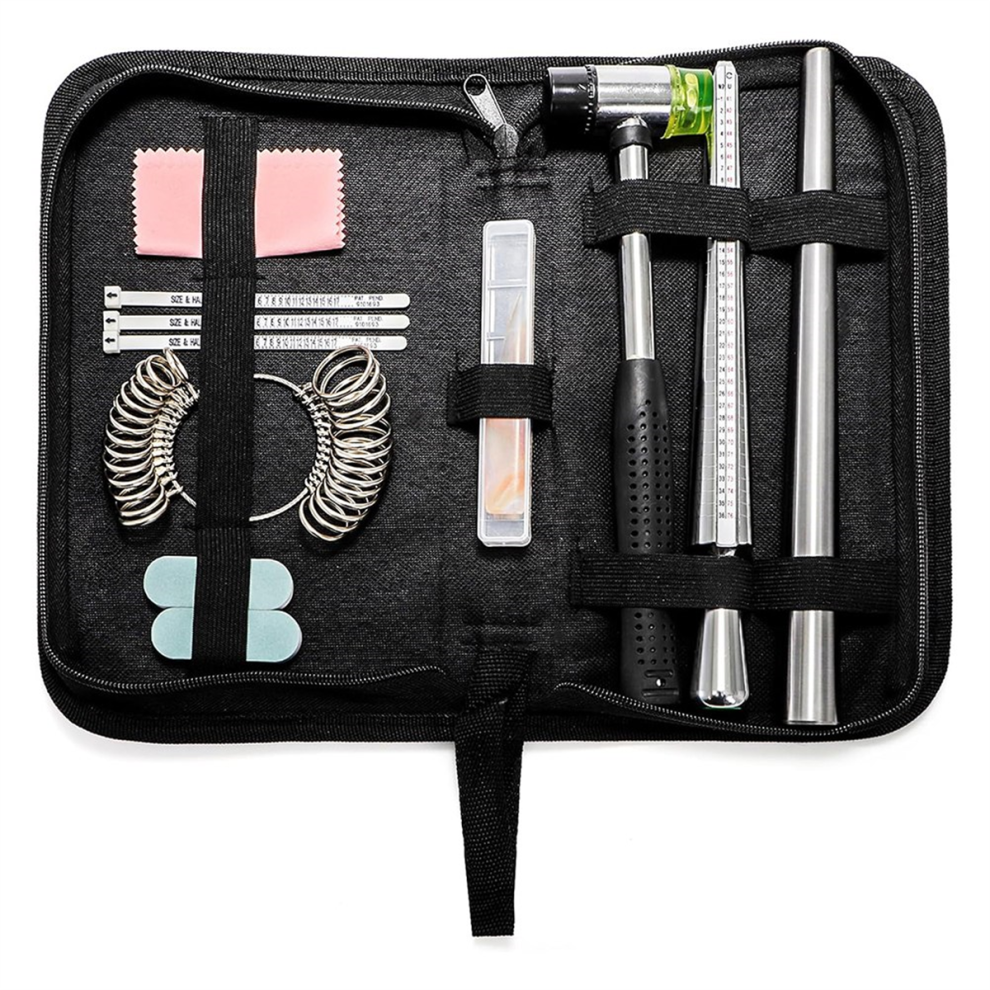 Strumenti Per La Riparazione Di Anelli Per Gioielli, Martello Di Gomma, Panno/Barra/Coltello Per Lucidatura, Con Borsa