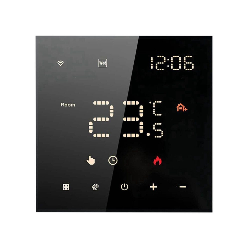 Thermostat intelligent Tuya Wifi, chauffage au sol, maison électrique, commande vocale, écran couleur LED, noir