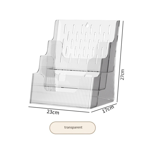 A4 File Display Clear Storage Box Office Single Layer Desktop Sorter Pocket Booklet and Brochure Holder White 2