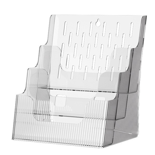 A4 File Display Clear Storage Box Office Single Layer Desktop Sorter Pocket Booklet and Brochure Holder White