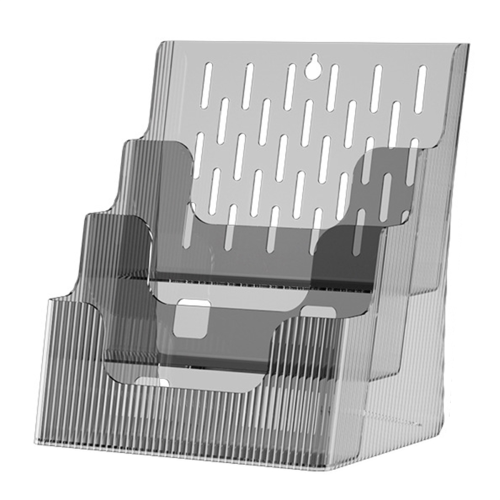 A4 File Display Clear Storage Box Office Single Layer Desktop Sorter Pocket Booklet and Brochure Holder Gray