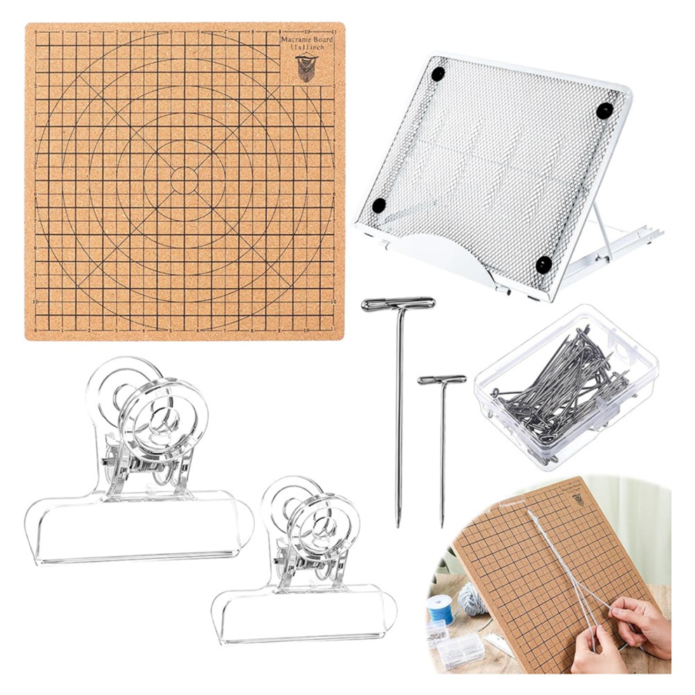 Strumenti Per Progetti Di MacramÃ¨ Con Griglia Laterale E Supporto Regolabile In Metallo Per Intrecciare Braccialetti Con Cordino-image