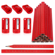 40 matite da carpentiere con 6 temperamatite, 7 pollici, piatte, ottagonali, nere dure, per la lavorazione del legno