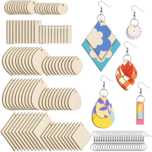 Onvoltooide houten oorbellen, traanvormige/houten oorbellen, 100 stuks, haken en springringen