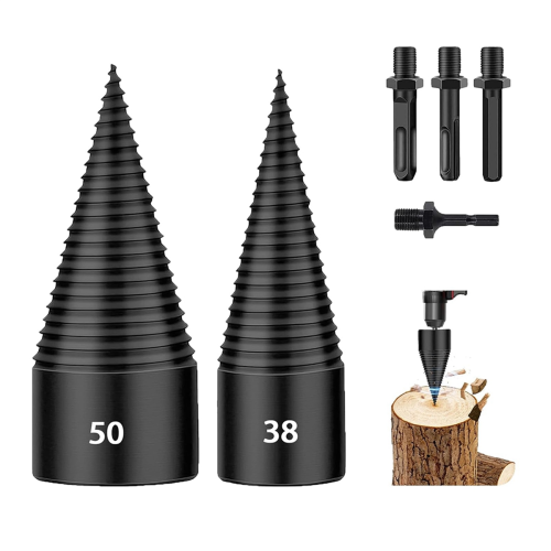 Fendeuse de bûches de chauffage, 6 pièces, forets de 38 mm + 50 mm, bois + 4 poignées 2