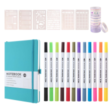 Stippendagboekset, A5 hardcover notitieboek met genummerde pagina's, Stippendagboekset voor beginners, blauw