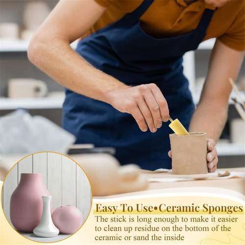 12 Pcs Pottery for Clay Sponges with 2-Density Stick Ceramic 2