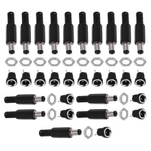 15 Sets DC-Stromanschlüsse 5,5 mm Stecker Männliche und weibliche Klinkenbuchsen Schraubenmuttern Panel Mount Adapter
