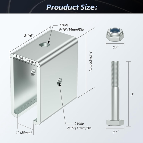 Strut Channel Connector Extended Bracket Connection for 1-5/8inch Wide and High Channels 2