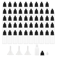 50 Stück kleine leere Squeeze-Tropfflaschen aus Kunststoff mit dünner Spitze, 15 ml, tragbar, quetschbare Flüssigkeit, schwarz