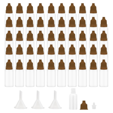 50 Stück kleine leere Squeeze-Tropfflaschen aus Kunststoff mit dünner Spitze, 15 ml, tragbar, quetschbare Flüssigkeit, braun