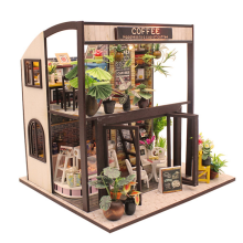Miniatuur DIY Koffiehuis Kit Poppenhuis Bureau Boekenplank Decoratie voor Meisjes Jongens Kinderen Volwassenen Idee Cadeau