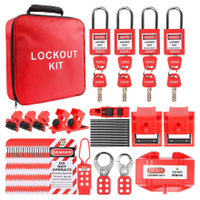 Lock-Out-Tag-Kits, elektrisch, 57 Lockout-Tagout-Kit mit Breaker-Haspen, Vorhängeschloss-Stecker für –