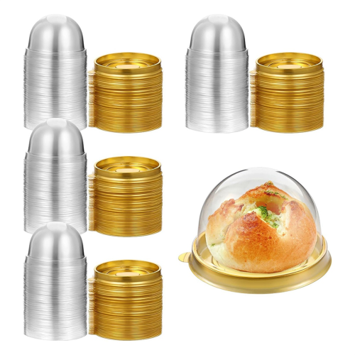 Wursthauben mit Deckel, 200 Stück, Mini-Kuchenformen, einzelne Cupcake-Behälter, Dessertformen, transparenter Halter 2