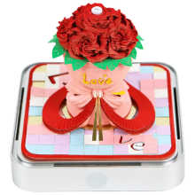 3D-Kalender 2025, Valentinstag-Rosenstrauß, 3D-Abreißkalender, Abreißkalender, Abreißbarer Papiernotizblock