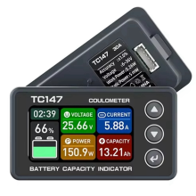 TC147 Hochpräzises Coulomb-Meter mit Farbbildschirm, Anzeigemessgerät für Batteriespannung und -strom, Lithium-Strom