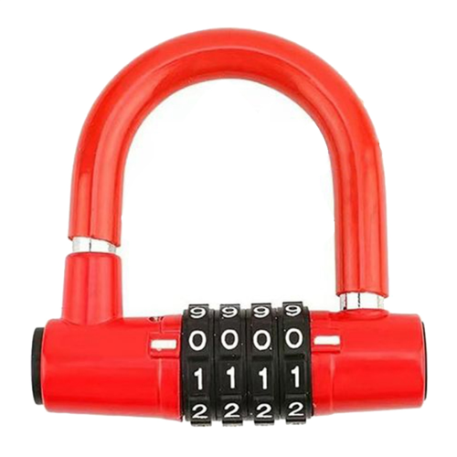 Convenient 4 Digit Code Bicycle Security Lock U Shape Anti Theft Motorcycle Ring Password for Outdoor Riding