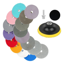 11 Packungen 4-Zoll-Diamant-Betonpolierset, 50-6000er-Körnung, Nass-/Trockenpad mit Wollscheibe, für Marmor