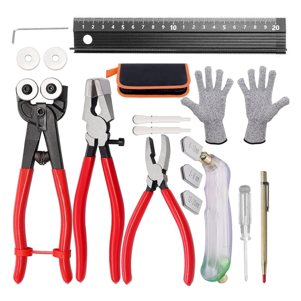 Kit Di Utensili Per Tagliare Il Vetro Da 16 Pezzi, Tronchesi Con Rotelle Per Mosaico Da 8 Pollici, 8 Pinze Da Corsa, 6 Pinze Grozer Breaker, Taglio