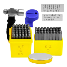 Kit per stampaggio di metalli - Set di punzoni per alfabeto, timbri per la creazione di gioielli, kit di numeri e lettere in acciaio e pelle