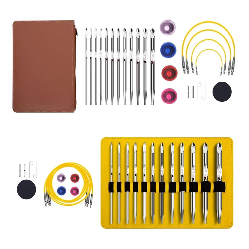 Set Di Uncinetti Tunisini Con Cavo In Alluminio Intercambiabile 26 Pezzi