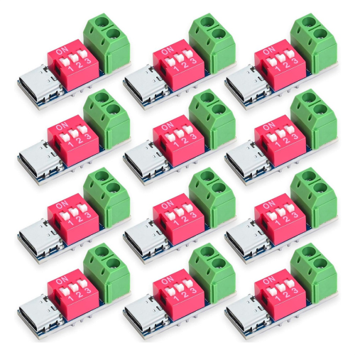 USB-C PD Trigger Board Module PD/QC Decoy Fast Charging USB Type-C to 12V High Speed Charger Power Output Boost 12pcs