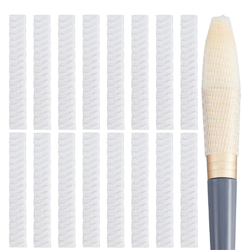 200Pcs Makeup Brush Pen Guard Protector White Net Reusable Thread Spool Savers Expandable Mesh Cover 2
