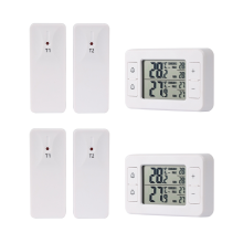 2Set Haushaltskühlschrank Kühllagerung Elektronisches Thermometer Ein Schlepptau Zwei Drahtlose Übertragung mit Alarm