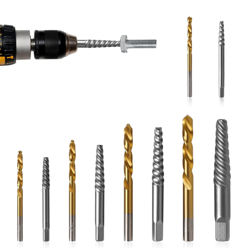 10-Piece Screw Extractor Set, for Removing Stripped Screws and Broken Bolts Drill Bit Set 1
