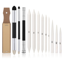 Lot de 13 estompes, estompeurs artistiques avec stylos et papier de verre, taille-crayons pour dessin